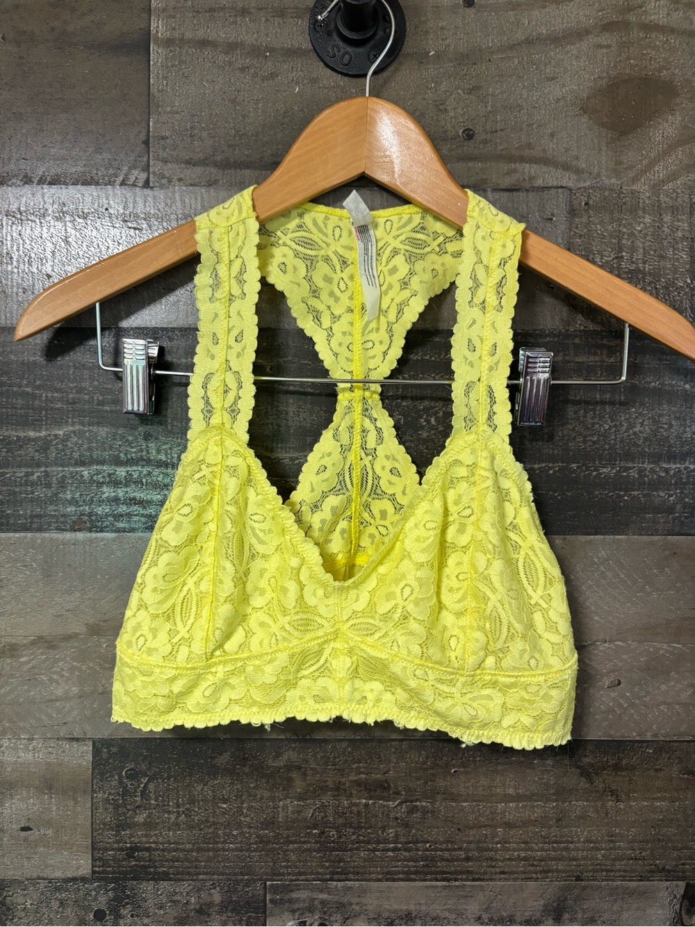 Free People Lace Racerback Bralette in Bright Yellow Medium